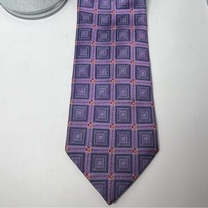 Ermenegildo Zegna Men’s Silk‎ Neck Tie Lavender Purple Squares Geometric OS